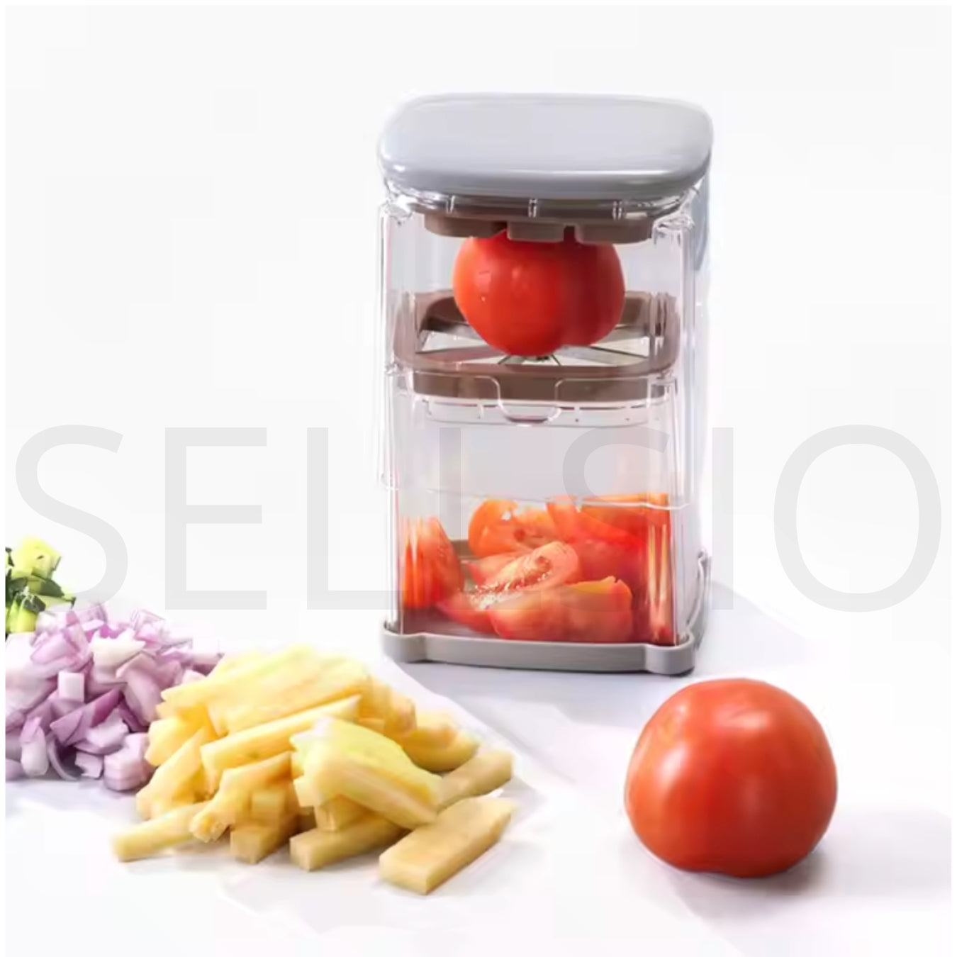 Coupe-frites et hachoir à légumes 4-en-1 – L’outil innovant pour une découpe rapide et précise !