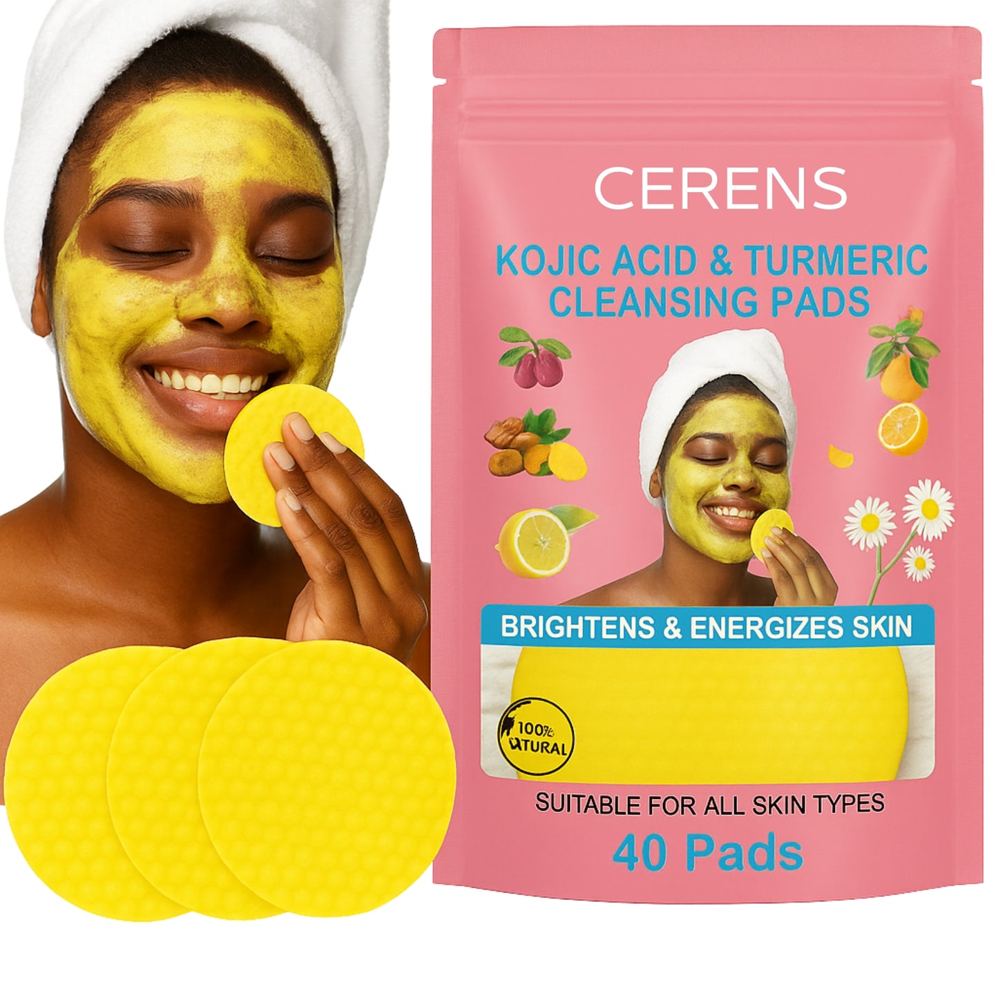 Cotons curcuma CERENS – Cible les taches, révèle l’éclat, unifie le teint
